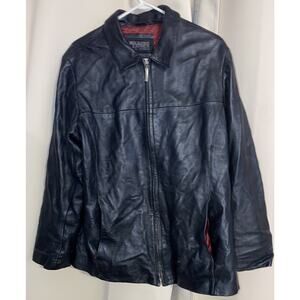 Wilsons Leather Pelle Studio Jacket XL Black Full Zip Pockets VTG